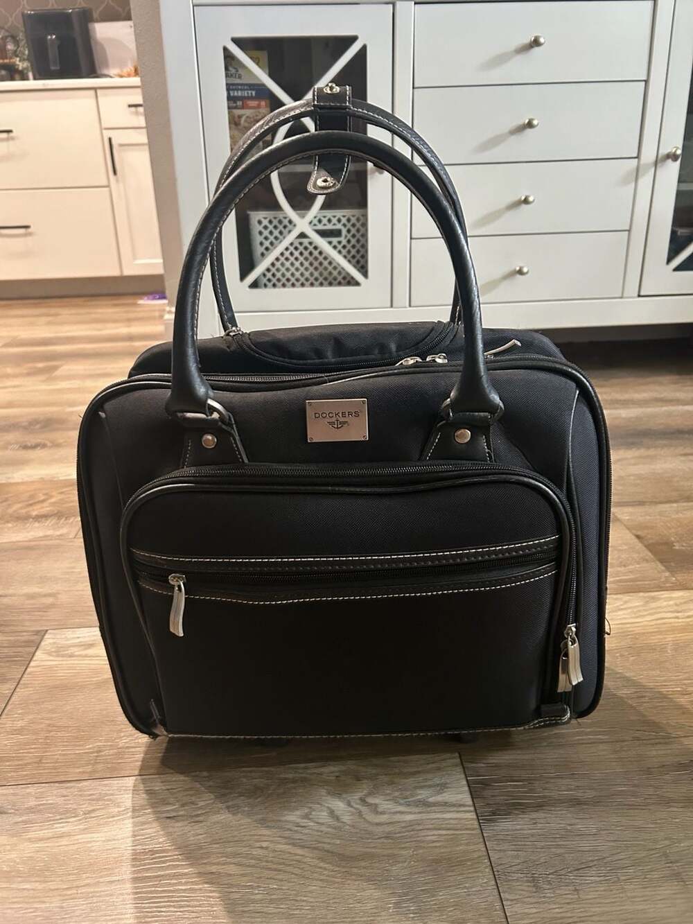 Dockers Black Rolling Laptop Briefcase Wheeled Carry-On Luggage Bag